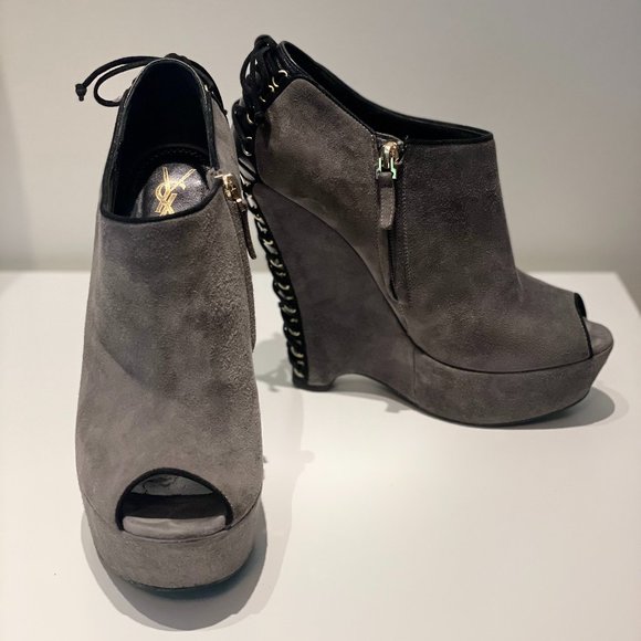 Yves Saint Laurent Madge Suede Wedge Boots 39 (Used) - Picture 1 of 5
